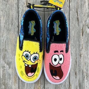 Little Kid SpongeBob SquarePants Fleece Slip-On Sneakers Shoes Size 2